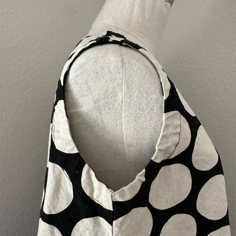 Eleven Stitch Design Pullover Bubble Short Dress Sleeveless Flax Blend Beige Pol - Picture 5 of 12